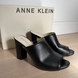 Anne Klein Black Open-Toe Mules
